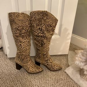 Cheetah print heeled boots